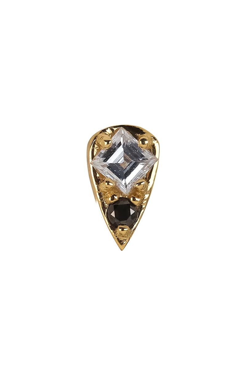 'Four' White & Black Diamond Stud - Image 4
