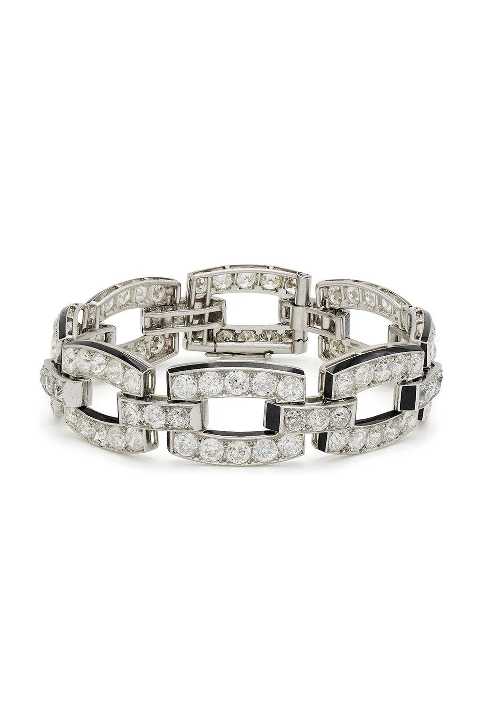 Art Deco Diamond Curved Link Bracelet