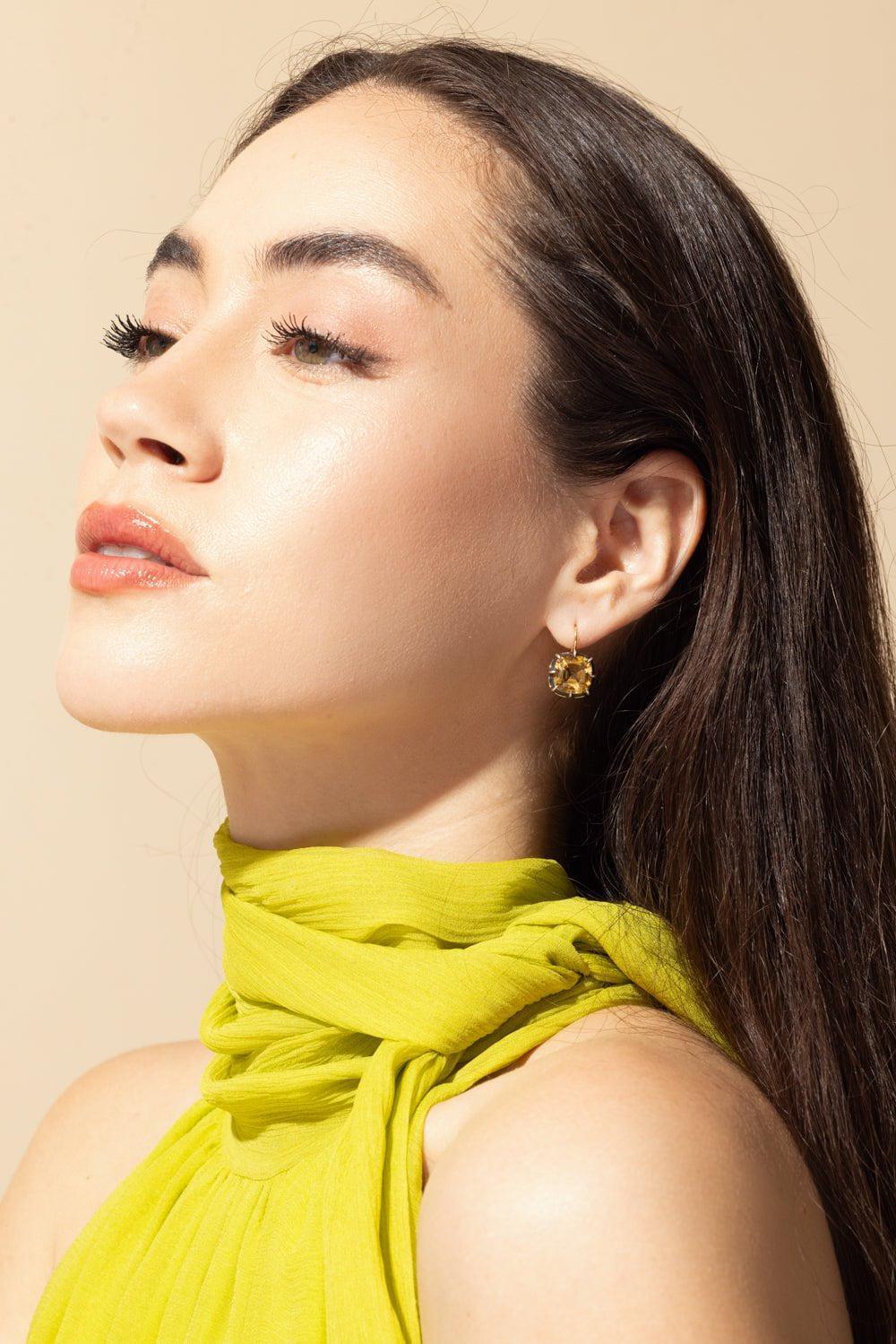 Collet Citrine Drop Earrings - Image 3