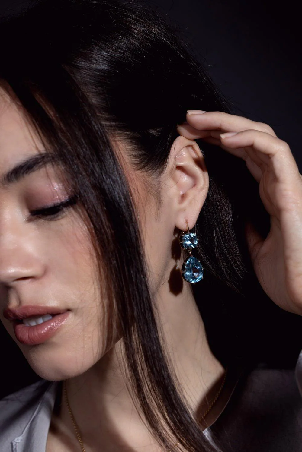 Collet Double Drop Earrings - Image 2
