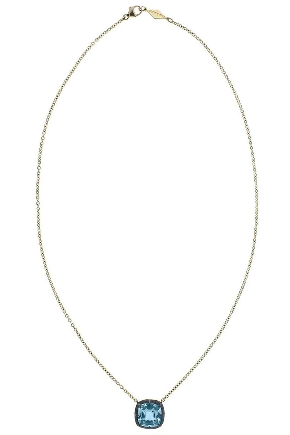 Cushion Blue Topaz Collet Signature Pendant Necklace