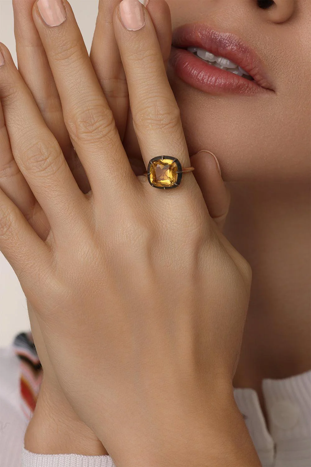 Cushion Citrine Silver Topped Gold Collet
Solitaire Ring - Image 3