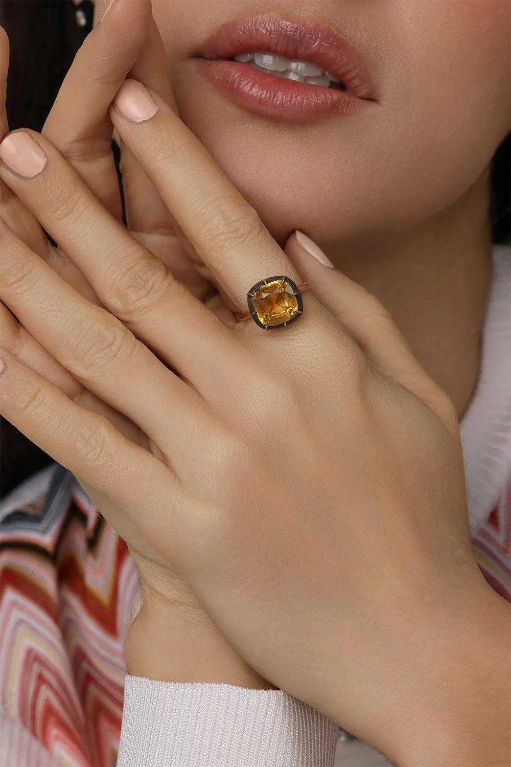 Cushion Citrine Silver Topped Gold Collet
Solitaire Ring - Image 4