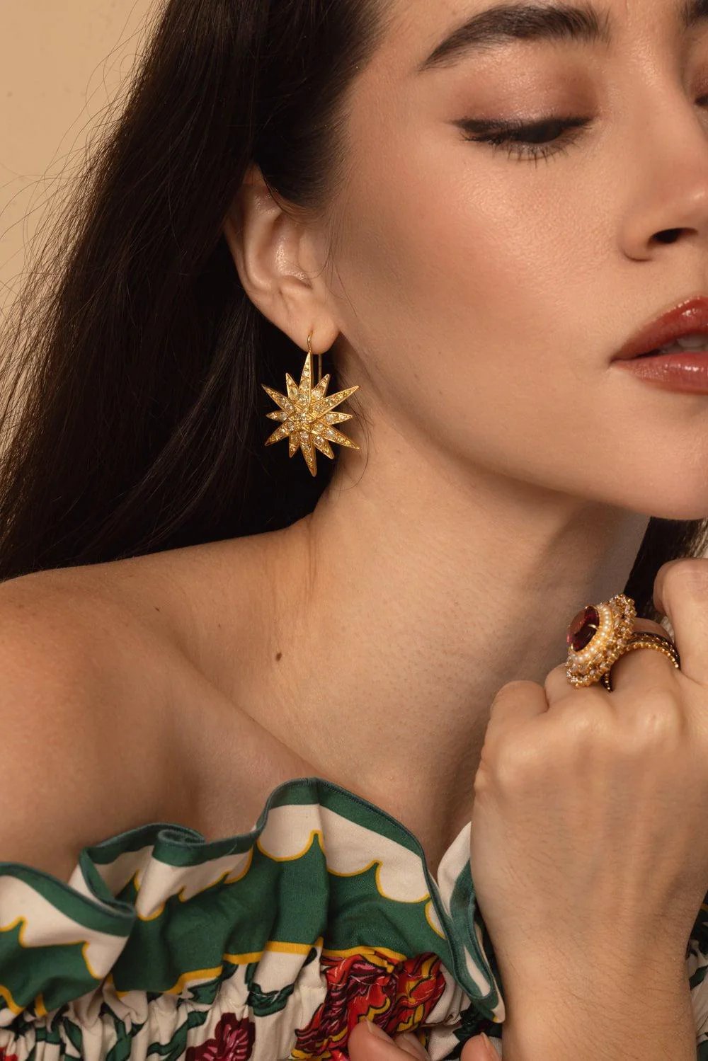 Diamond Starburst Earrings - Image 3