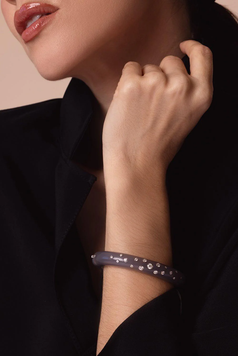Grey Chalcedony Constellation Bangle Bracelet - Image 2