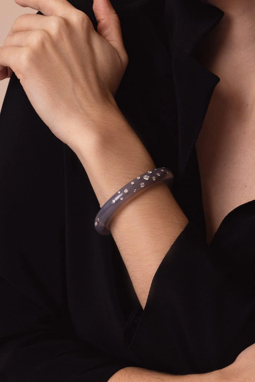 Grey Chalcedony Constellation Bangle Bracelet - Image 4