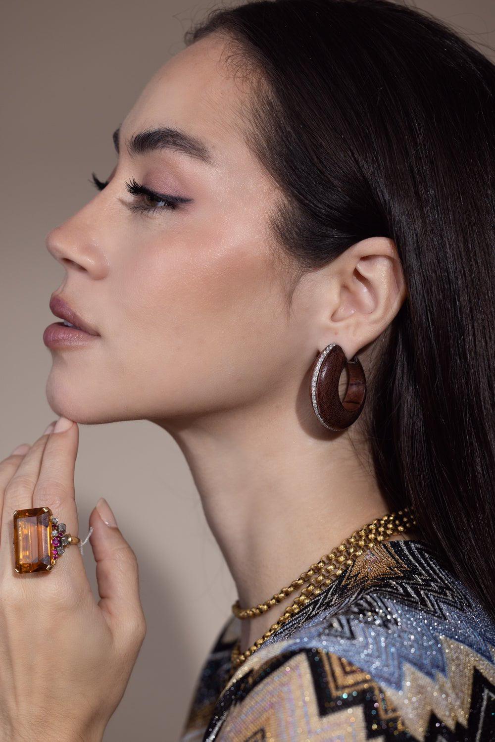 Rosewood Diamond Hoop Earrings - Image 2