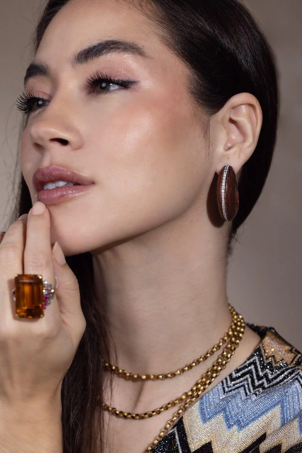 Rosewood Diamond Hoop Earrings - Image 3