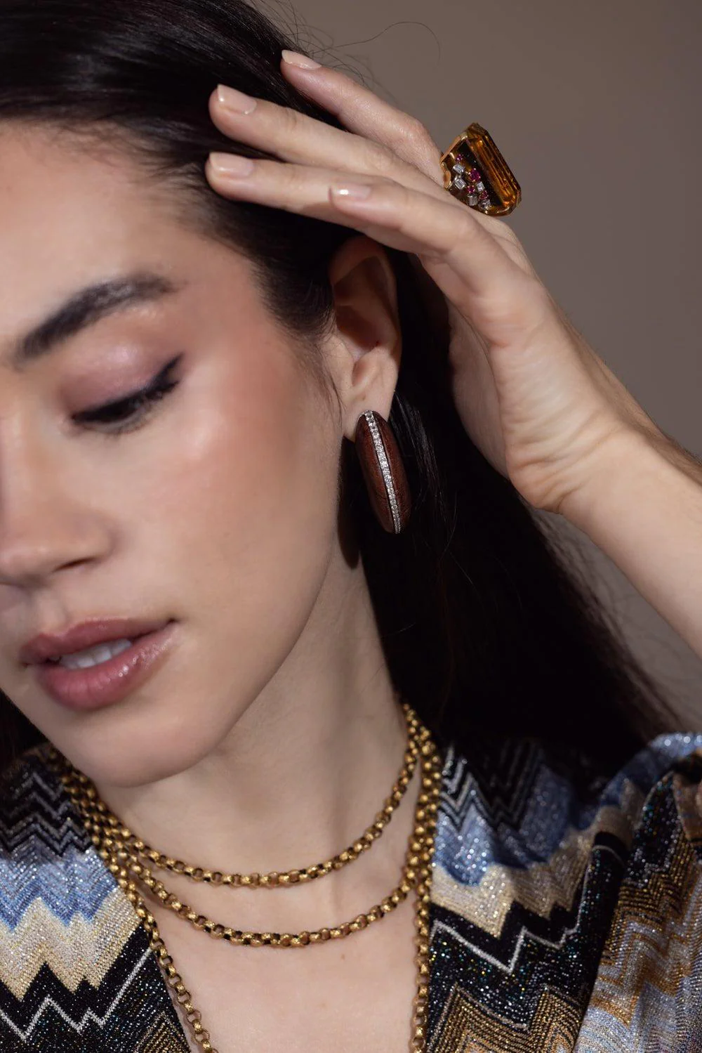 Rosewood Diamond Hoop Earrings - Image 5