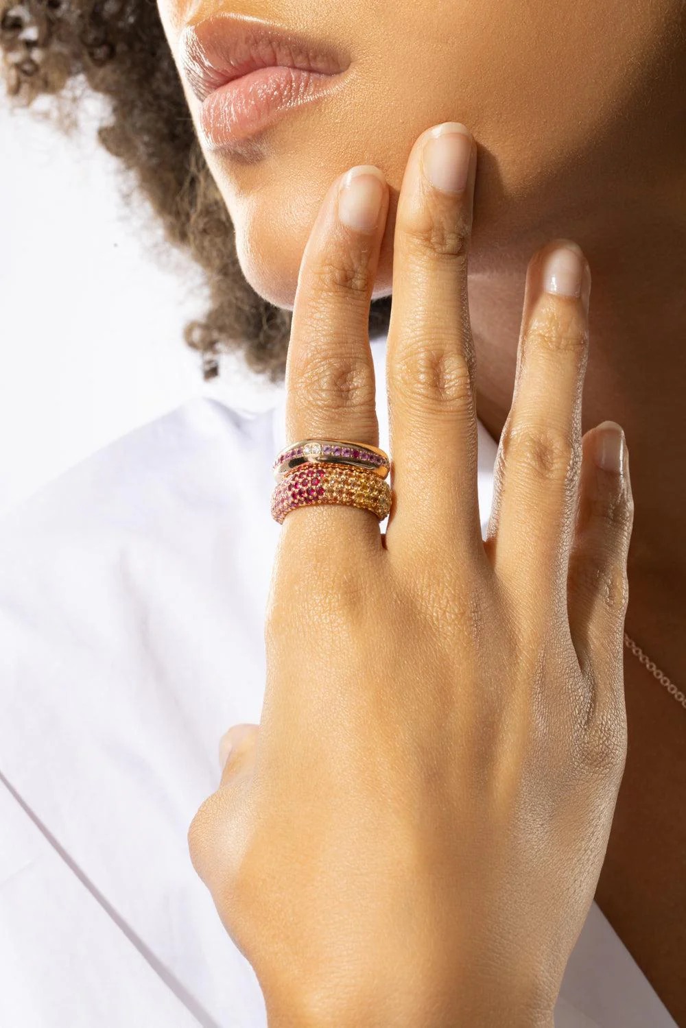 Full Pave Rainbow Sapphire Ghost Ring - Image 5