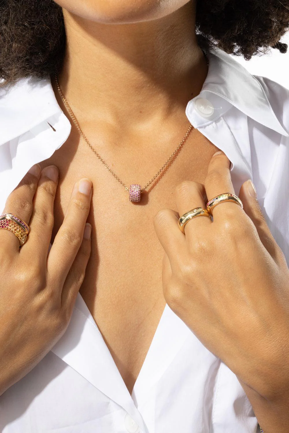 Full Pave Pink Sapphire Ghost Necklace - Image 3