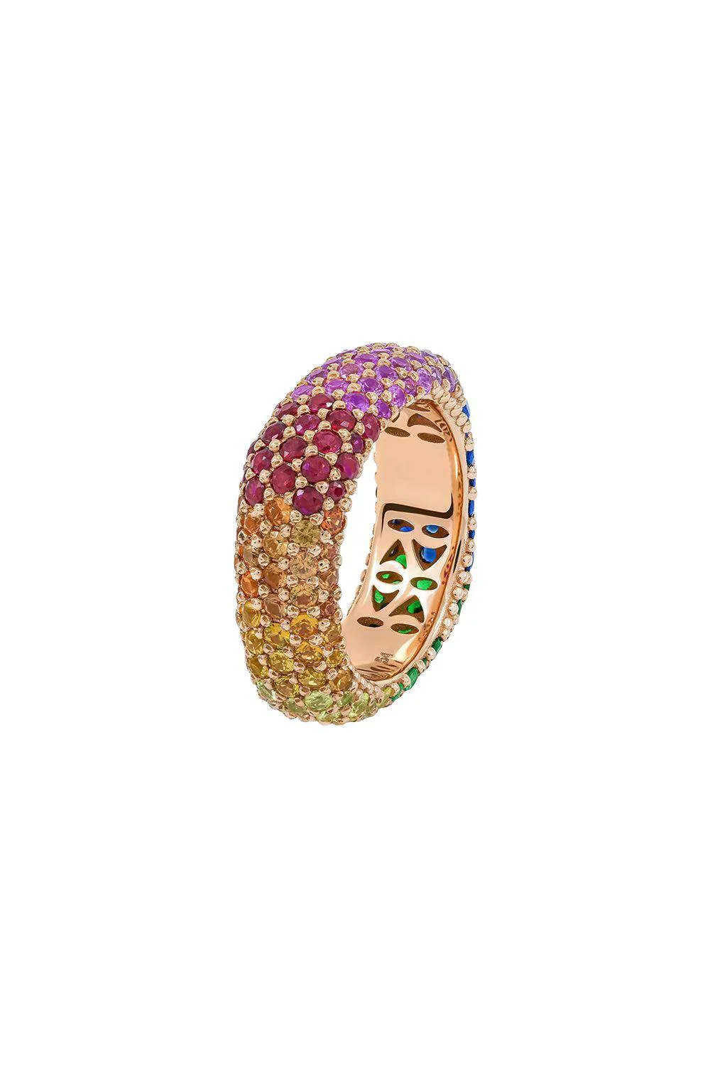 Full Pave Rainbow Sapphire Ghost Ring