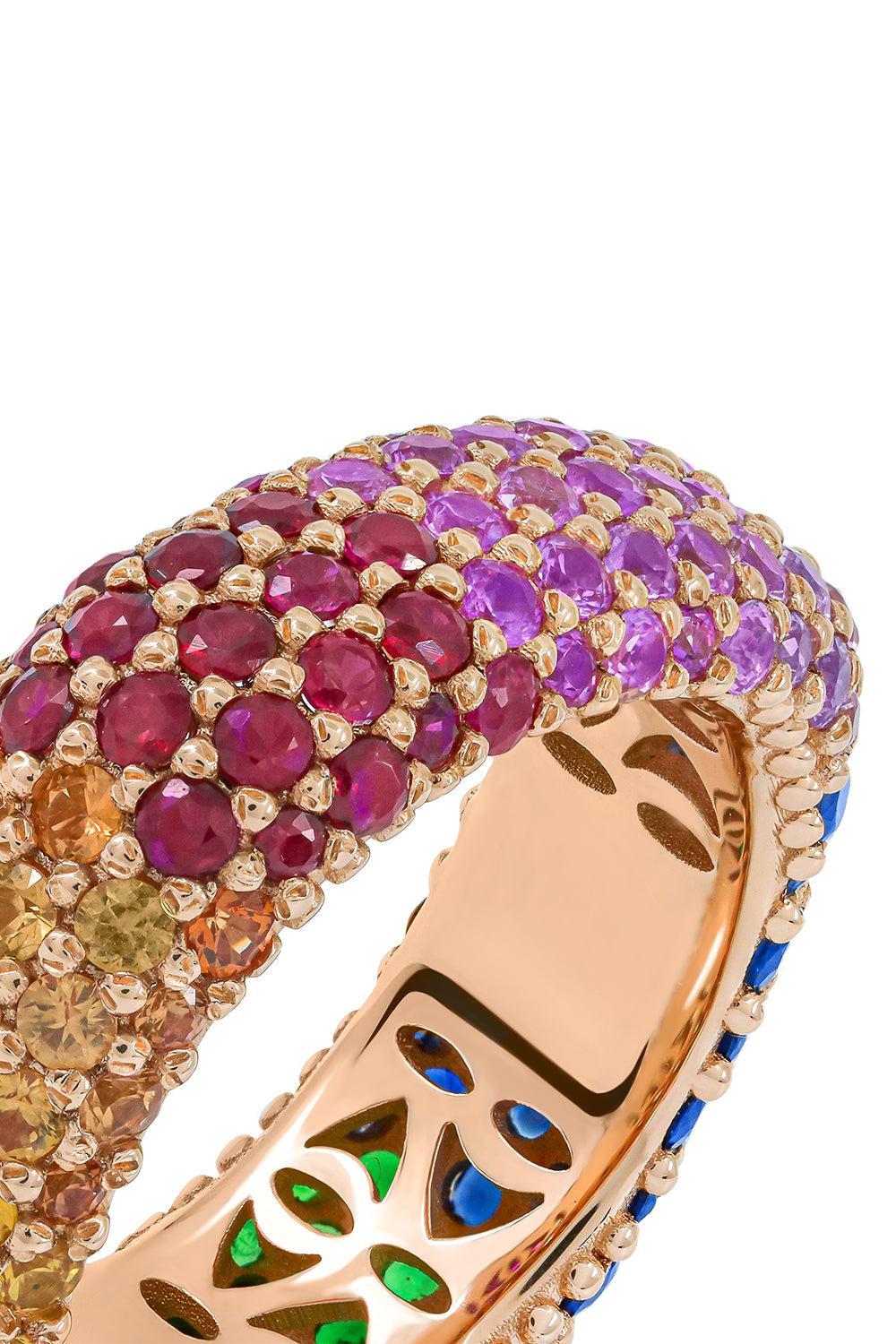 Full Pave Rainbow Sapphire Ghost Ring - Image 6