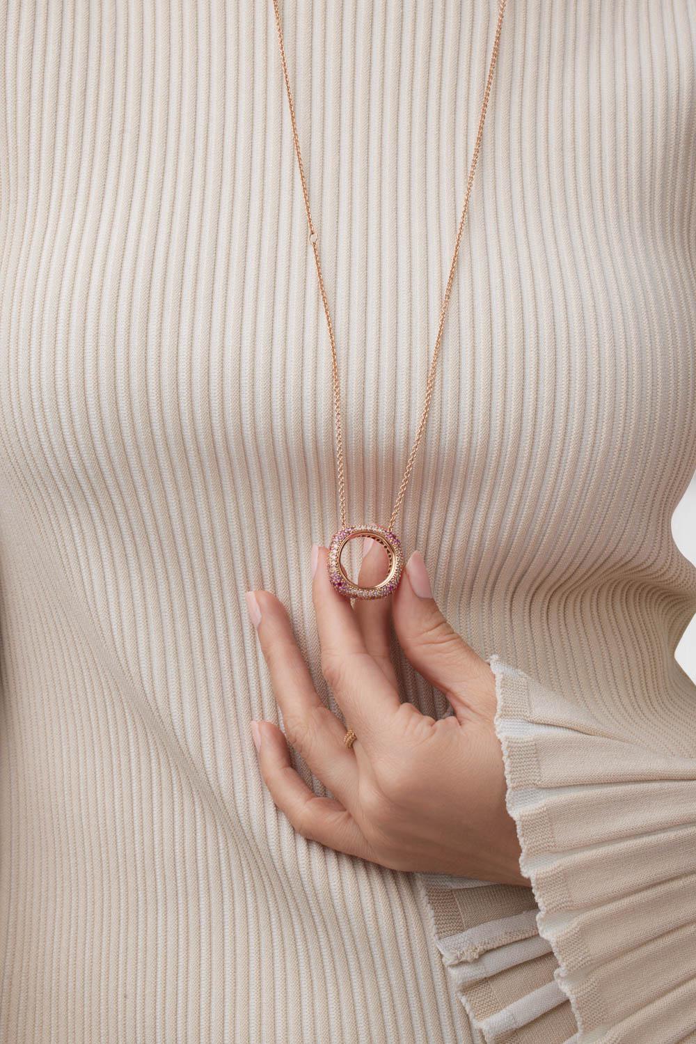 Pink Sapphire Ghost Scarf Ring Necklace - Image 3