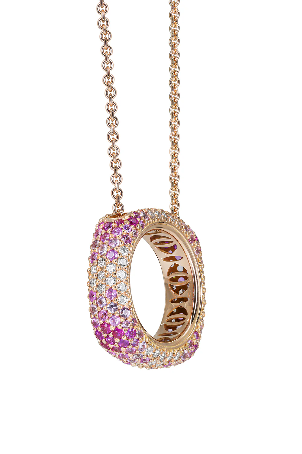Pink Sapphire Ghost Scarf Ring Necklace - Image 5