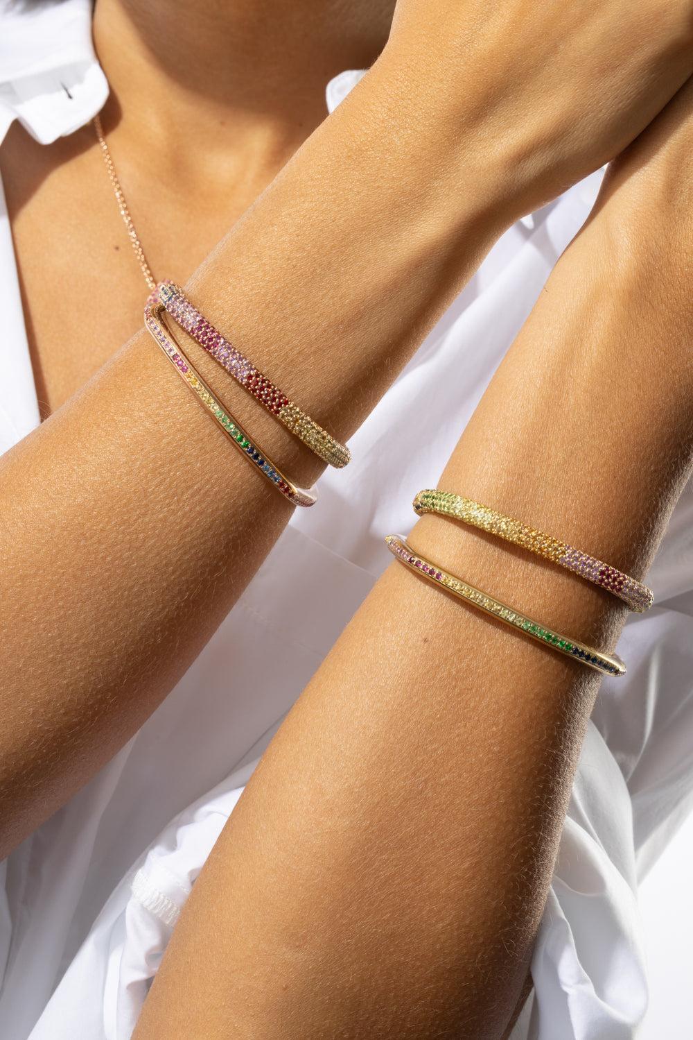 Rainbow Sapphire Ghost Belt Bracelet - Yellow Gold - Image 2