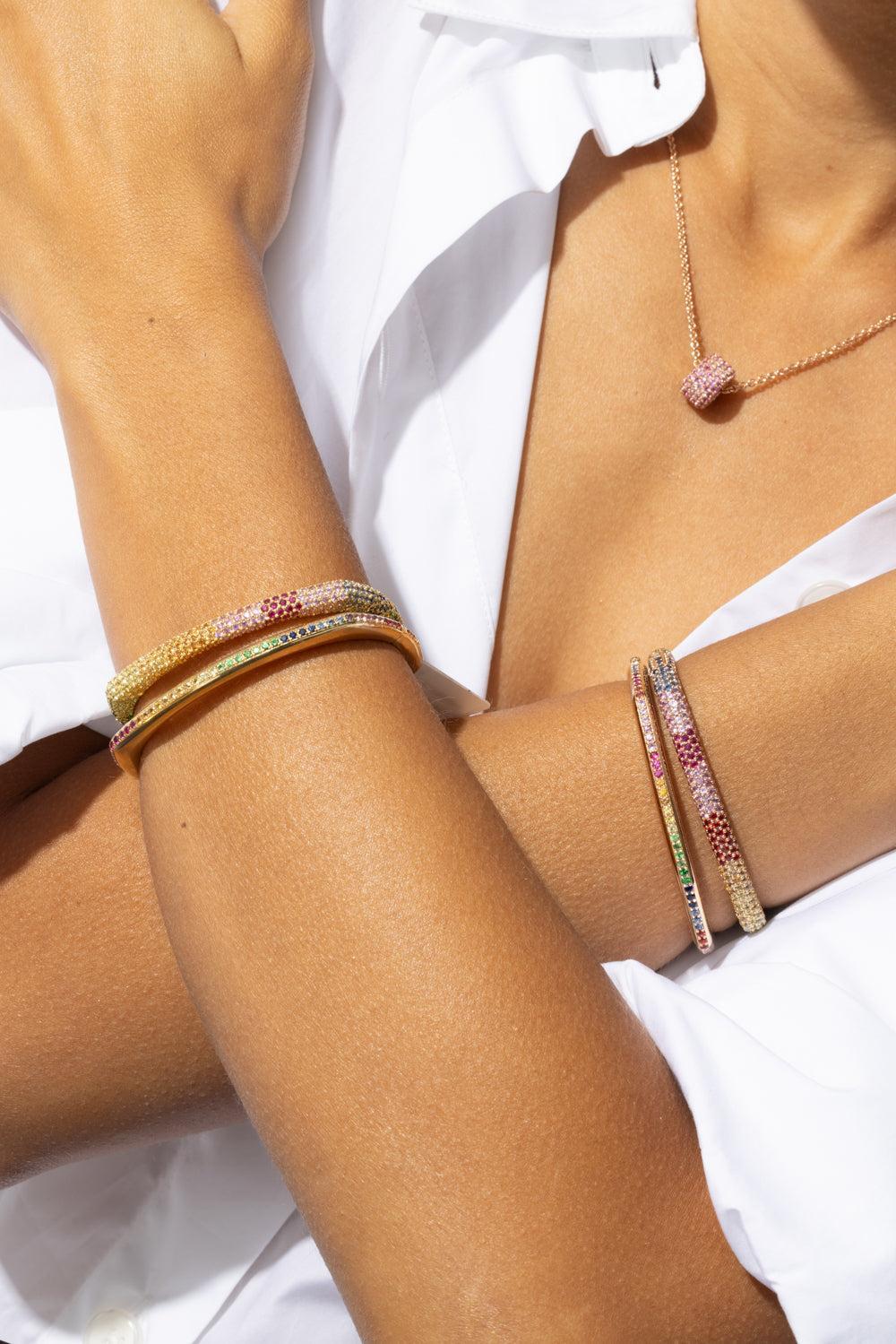 Rainbow Sapphire Ghost Belt Bracelet - Yellow Gold - Image 3