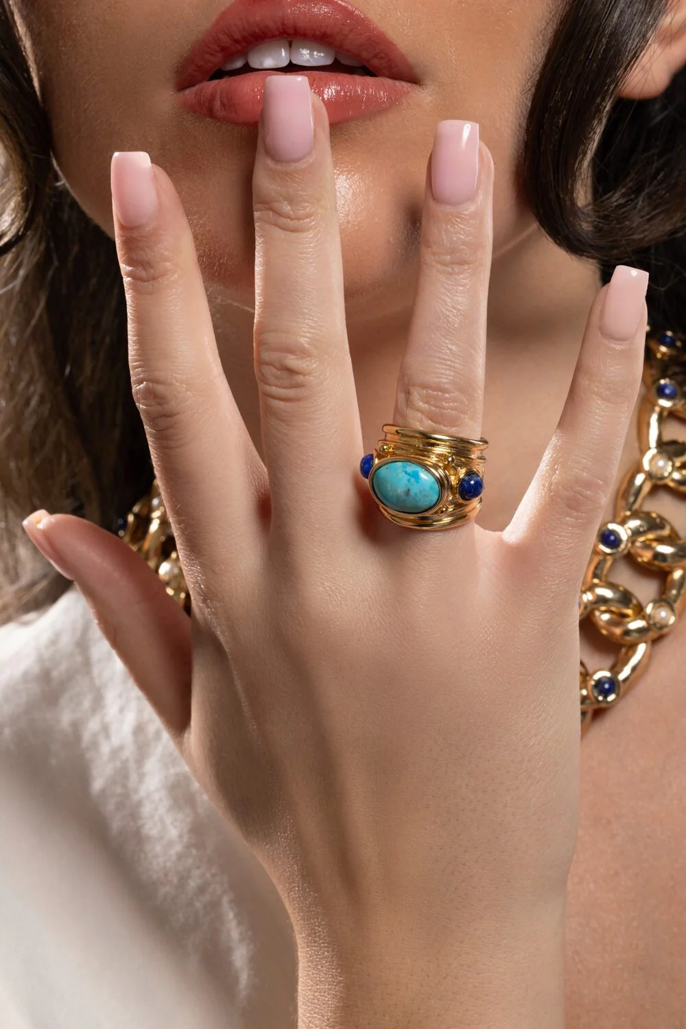 Amazonite Malachite Simone Ring - Image 3