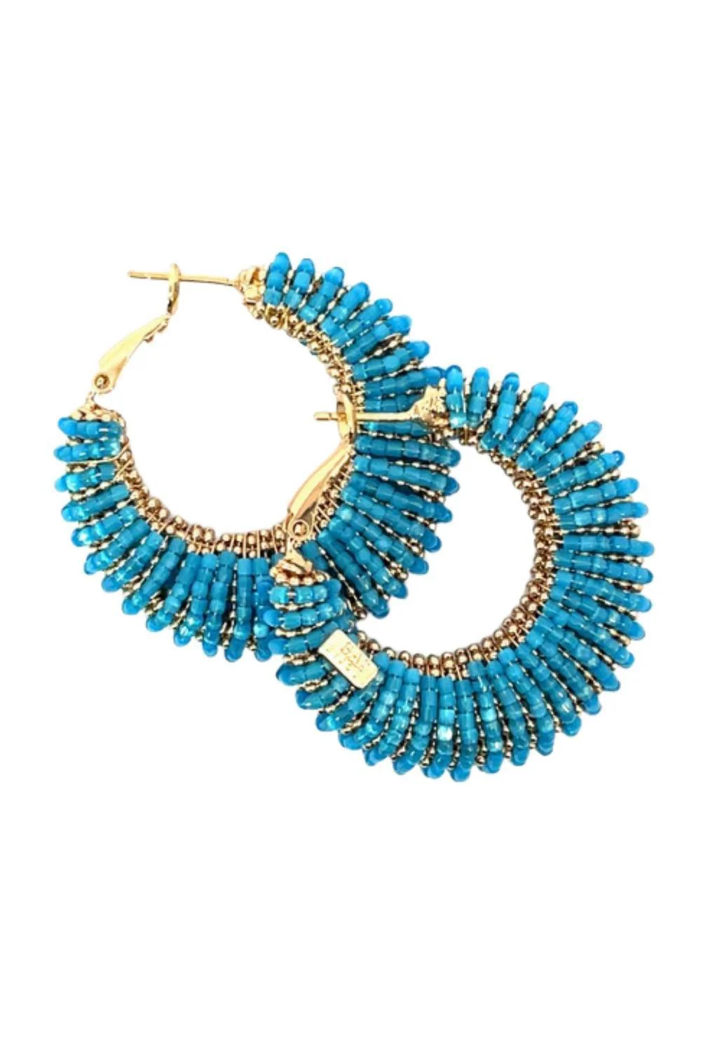 Blue Beaded Large Izzia Earrings