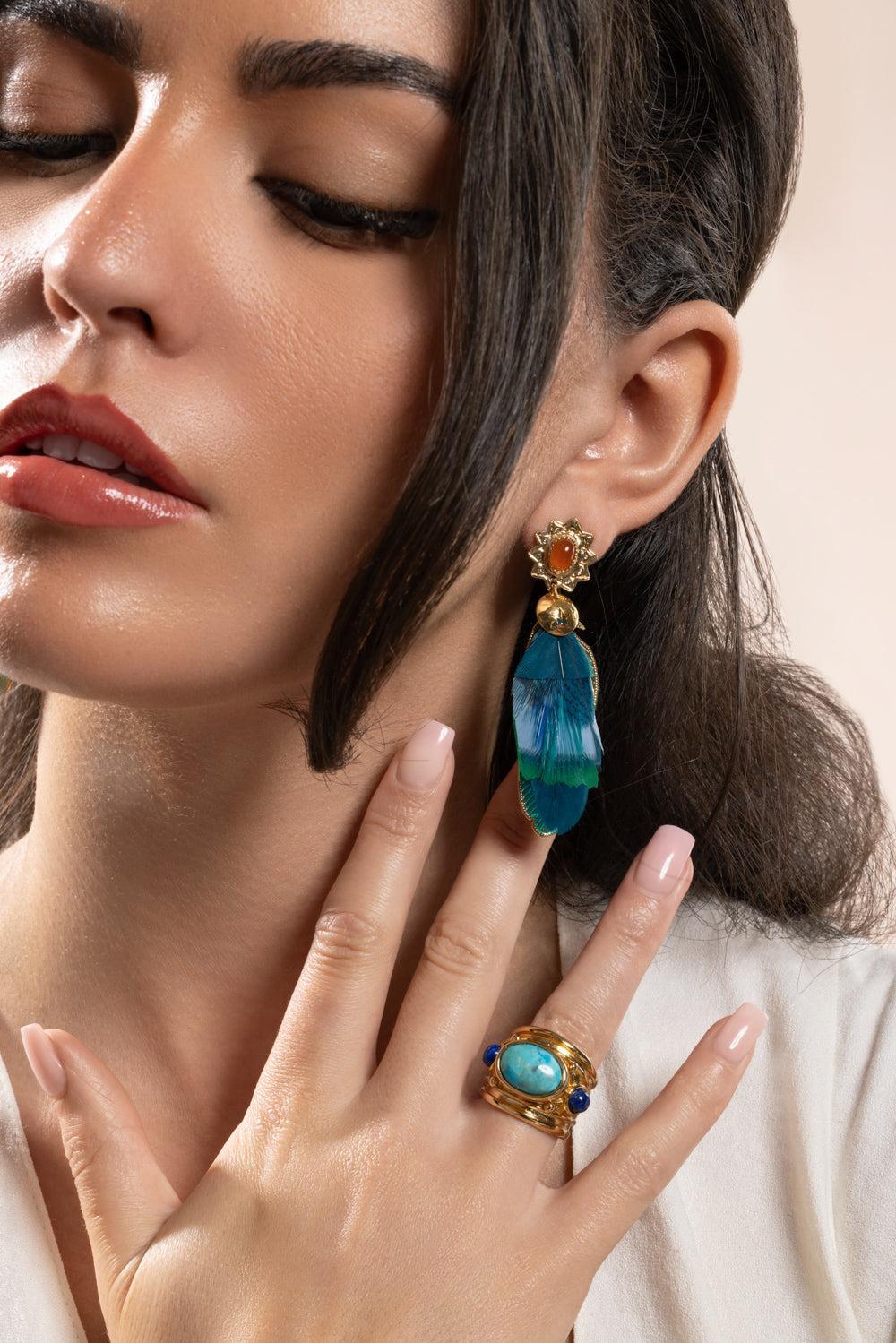 Blue Green Sao Earrings - Image 3