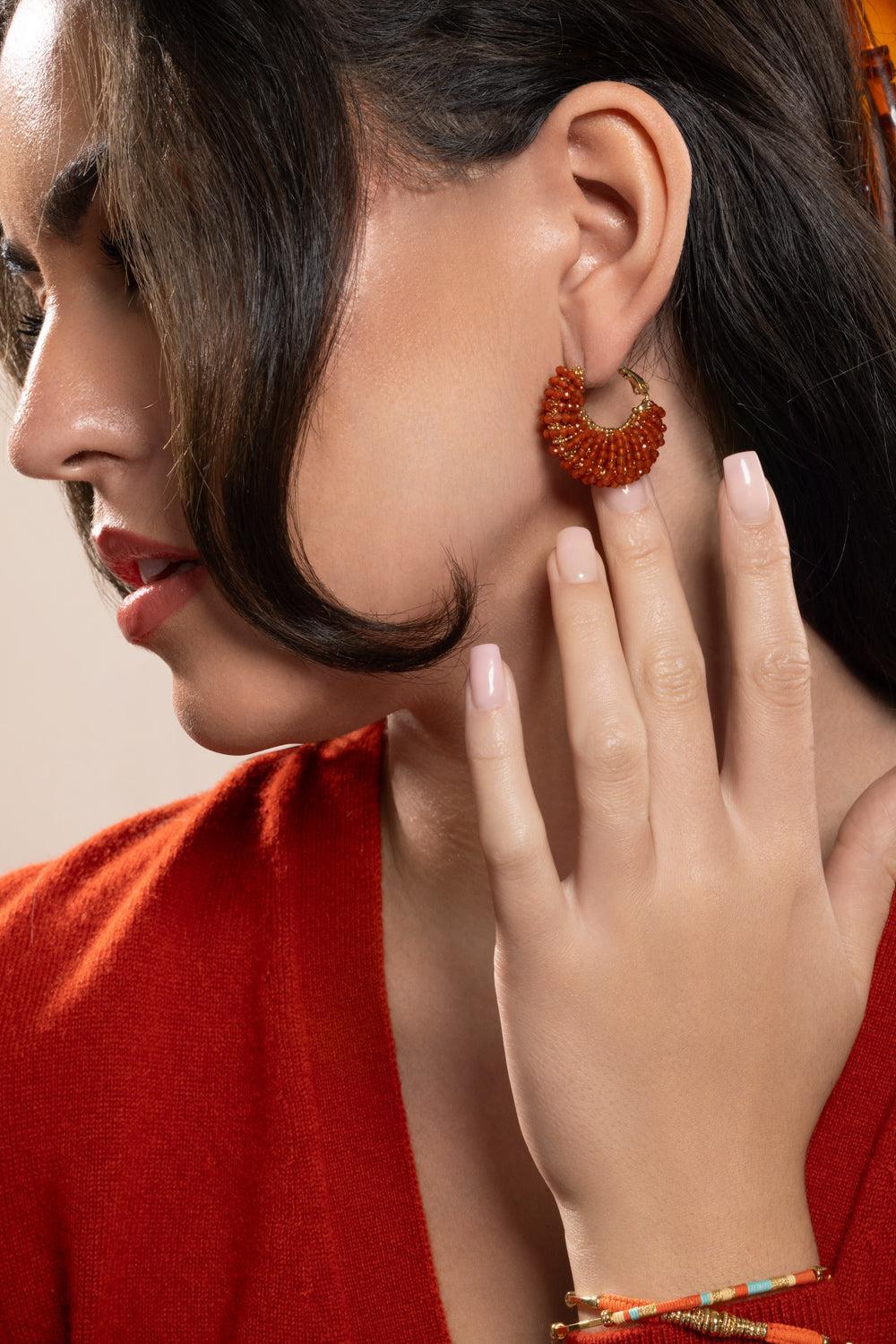 Burnt Orange Small Izzia Earrings - Image 2