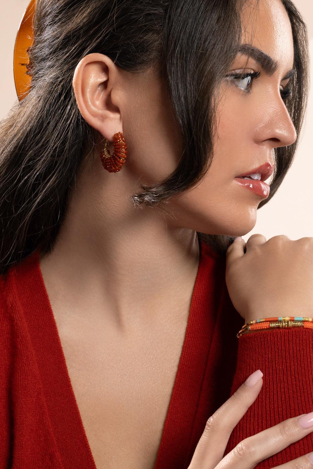 Burnt Orange Small Izzia Earrings - Image 3