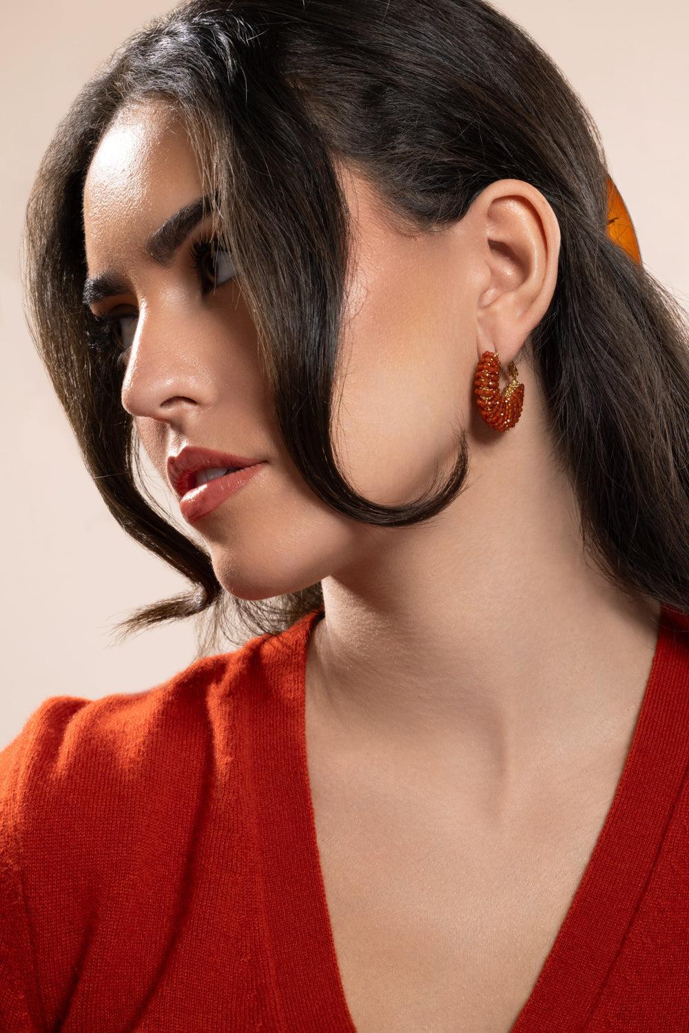Burnt Orange Small Izzia Earrings - Image 4