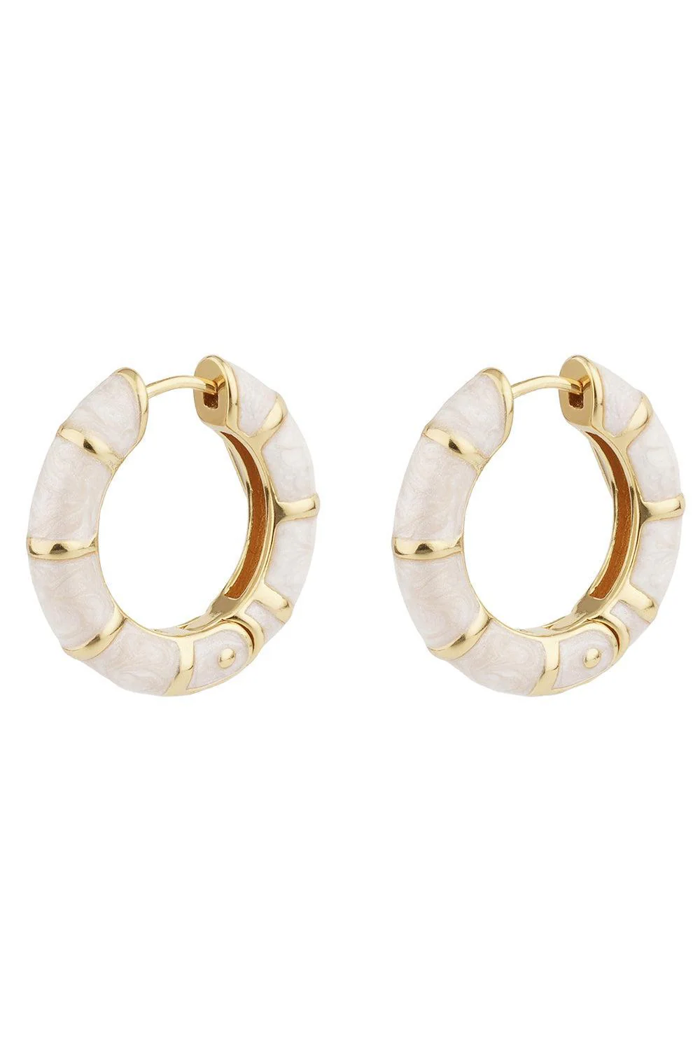 Cream Bambou Hoop Earrings