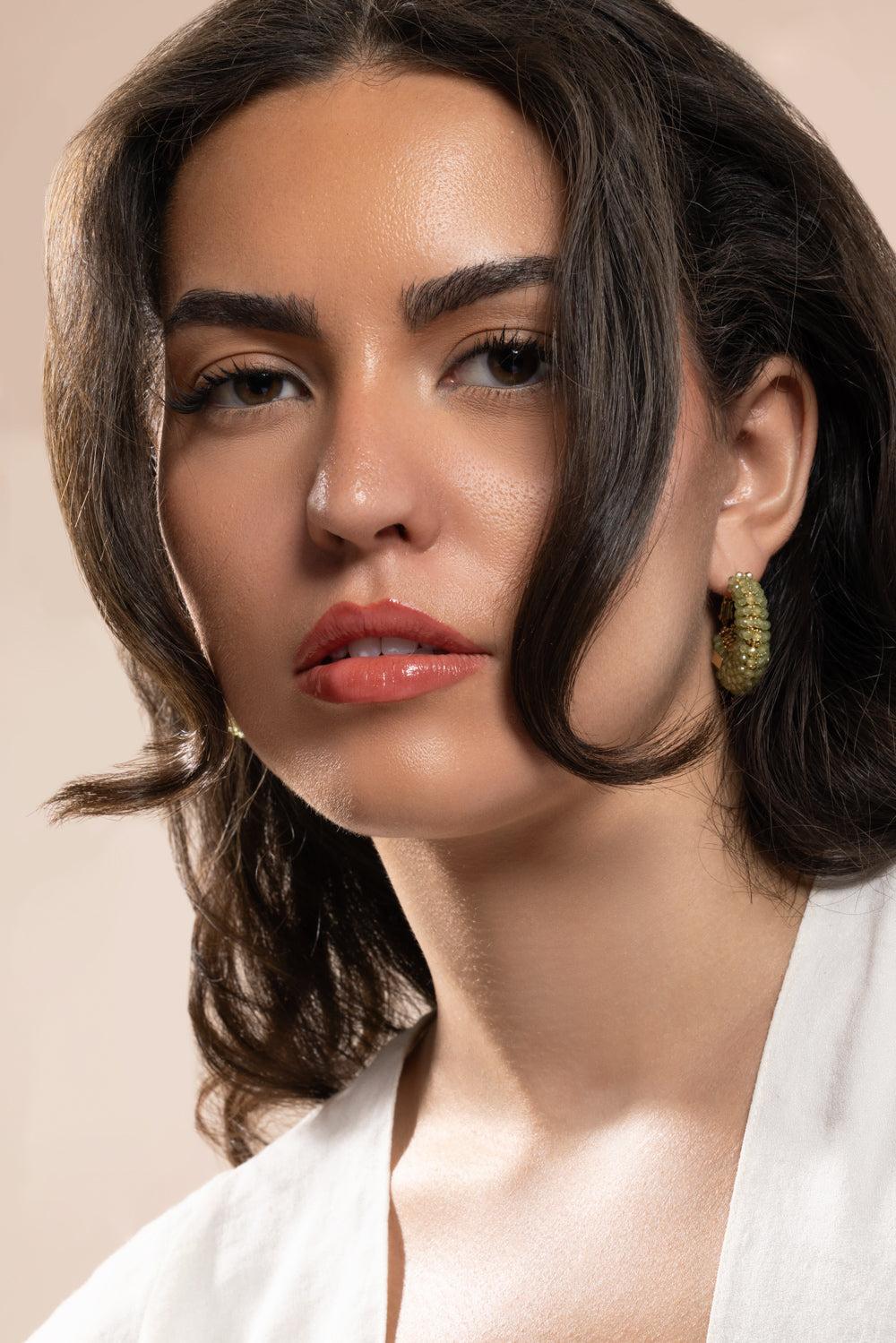 Green Quartz Small Izzia Earrings - Image 2