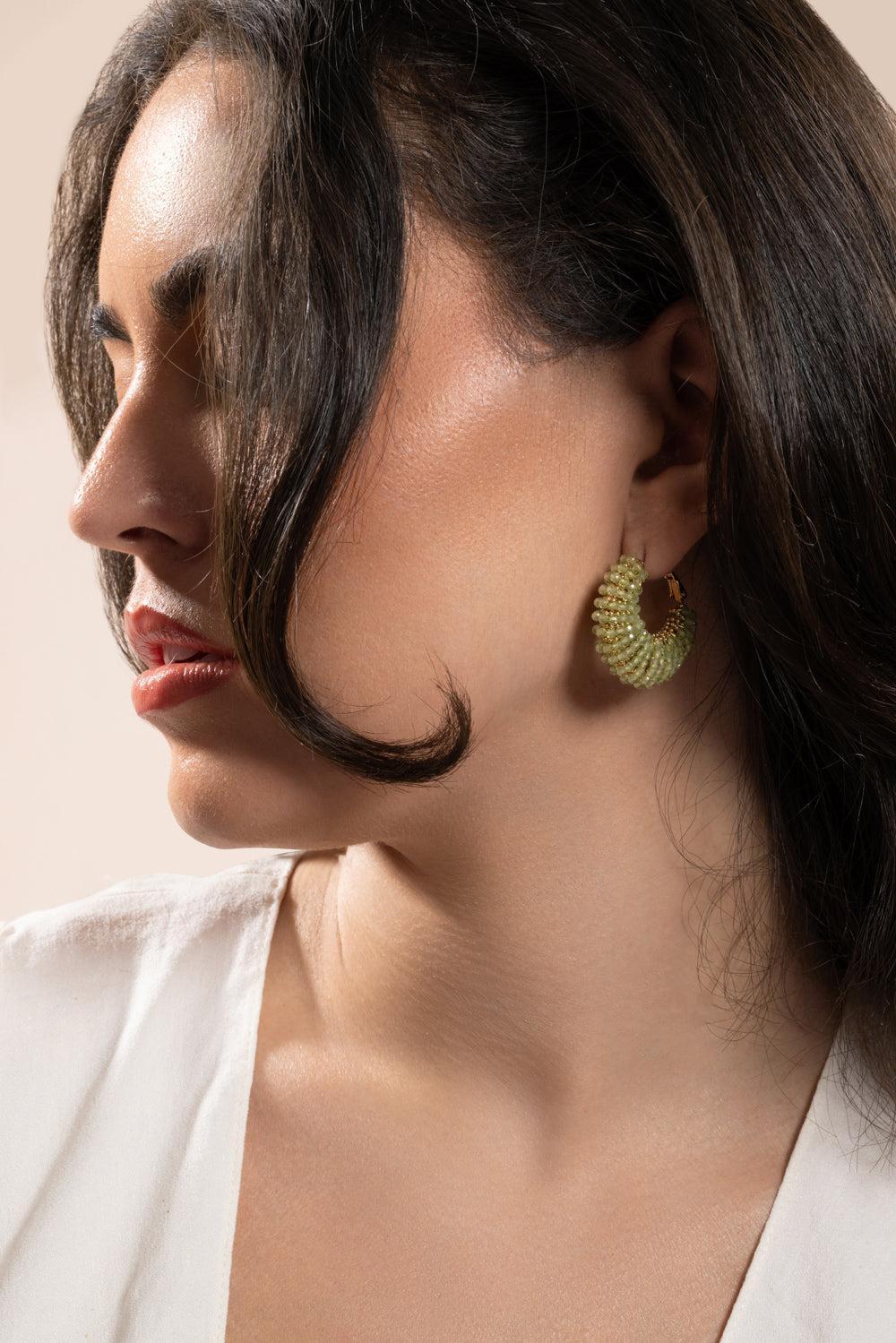Green Quartz Small Izzia Earrings - Image 3