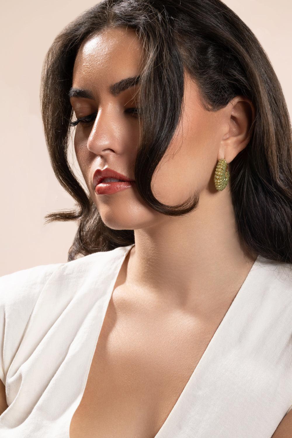 Green Quartz Small Izzia Earrings - Image 4