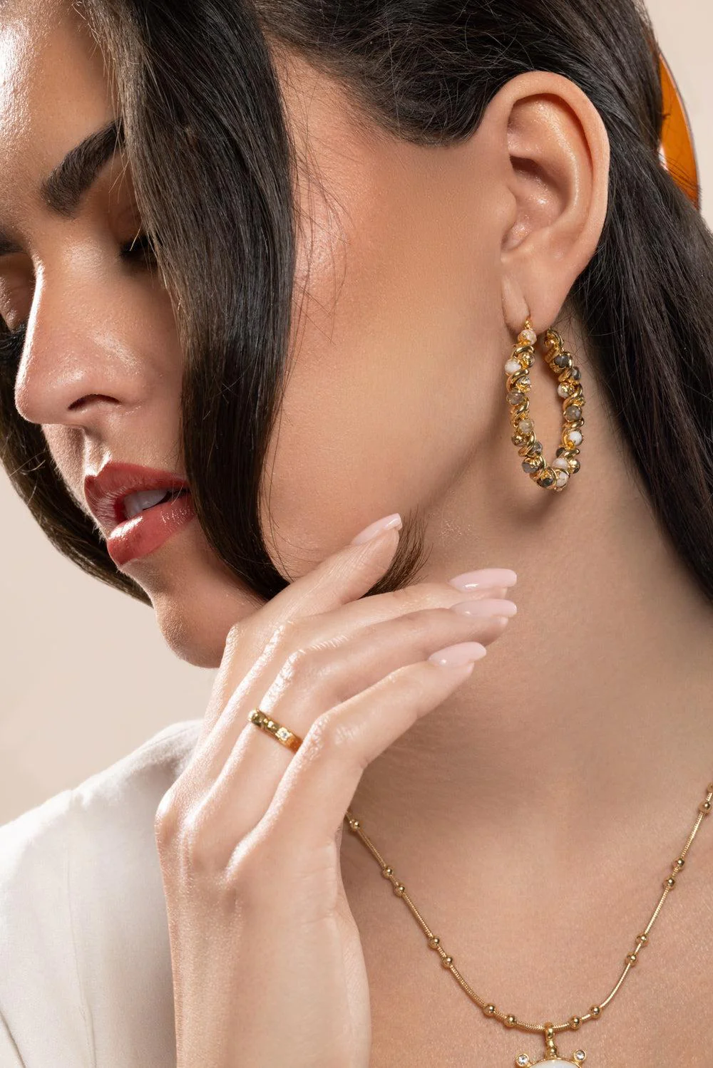 Jasper Eurydice Dalmation Hoop Earrings - Image 2