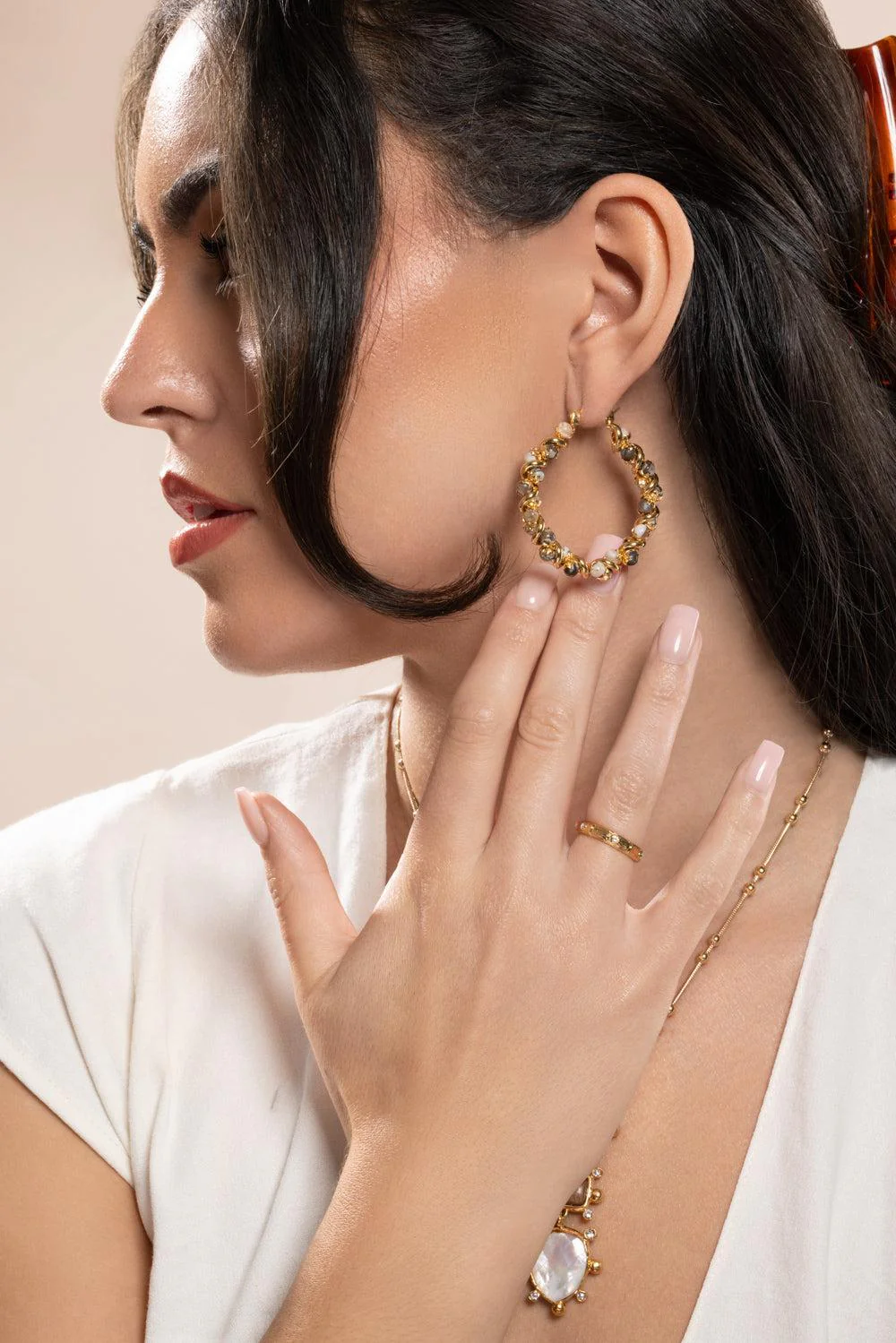 Jasper Eurydice Dalmation Hoop Earrings - Image 4