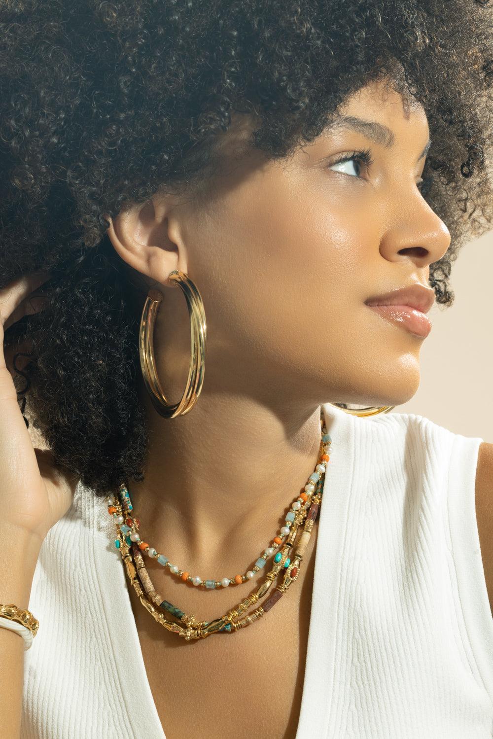 Large Atik Hoop Earrings - Image 2