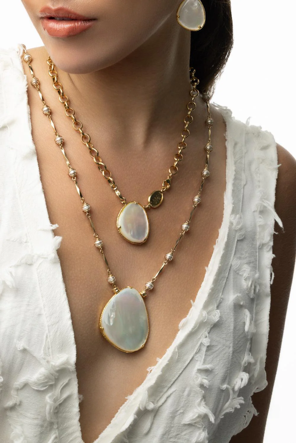 Long Perla Gipsea Necklace - White - Image 3