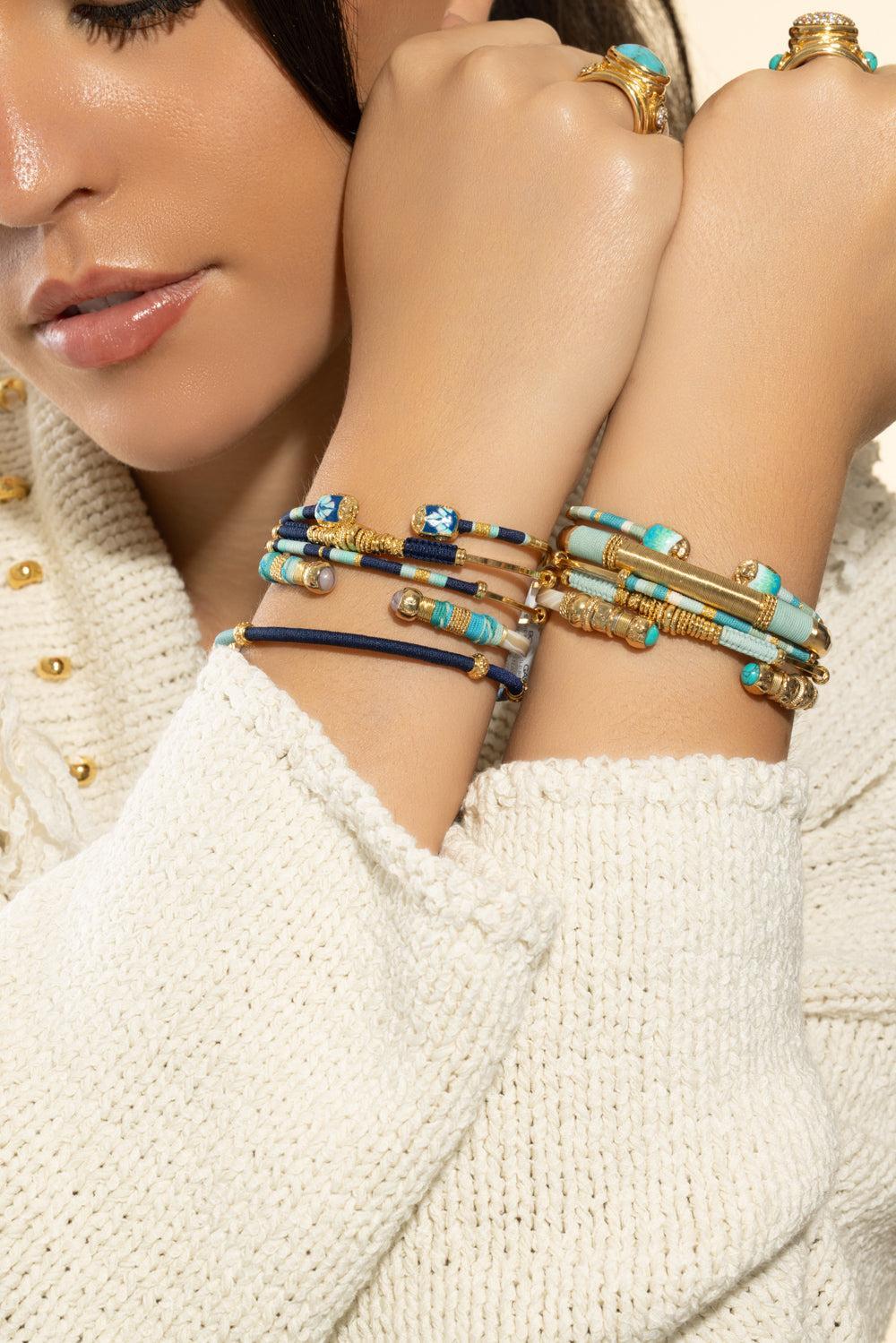 Navy Cream Blue Green Zanzifull Bracelet - Image 4