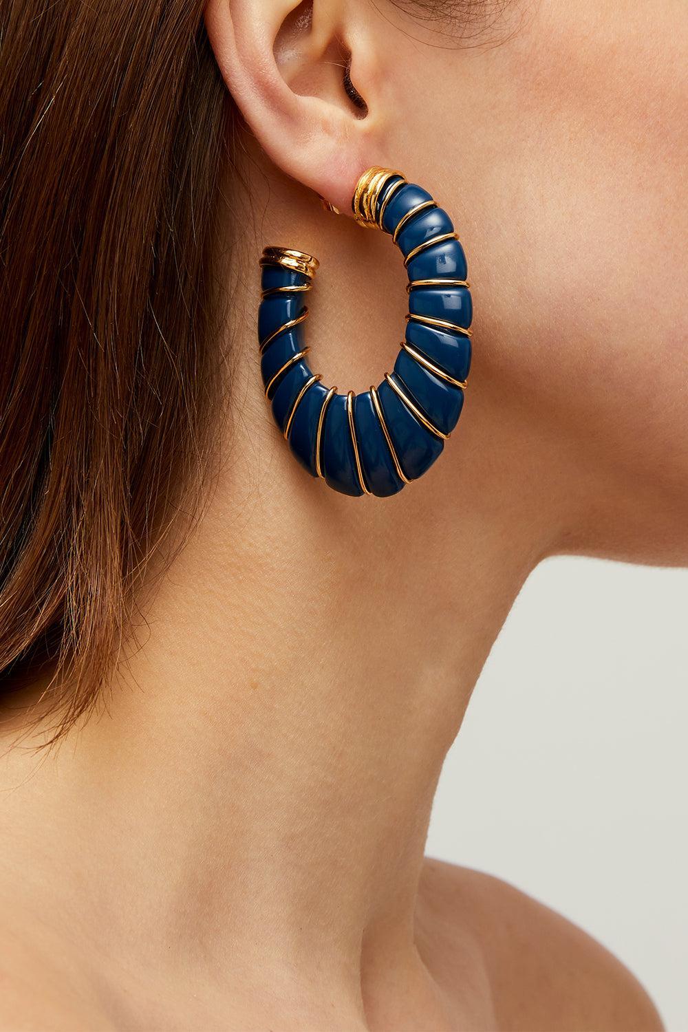 Navy Large Cyclade Earrings - Image 2