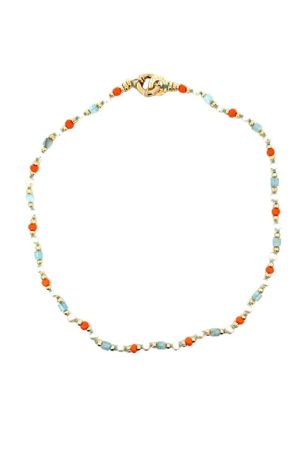 Orange Blue Pearl Beaded Alex Necklace