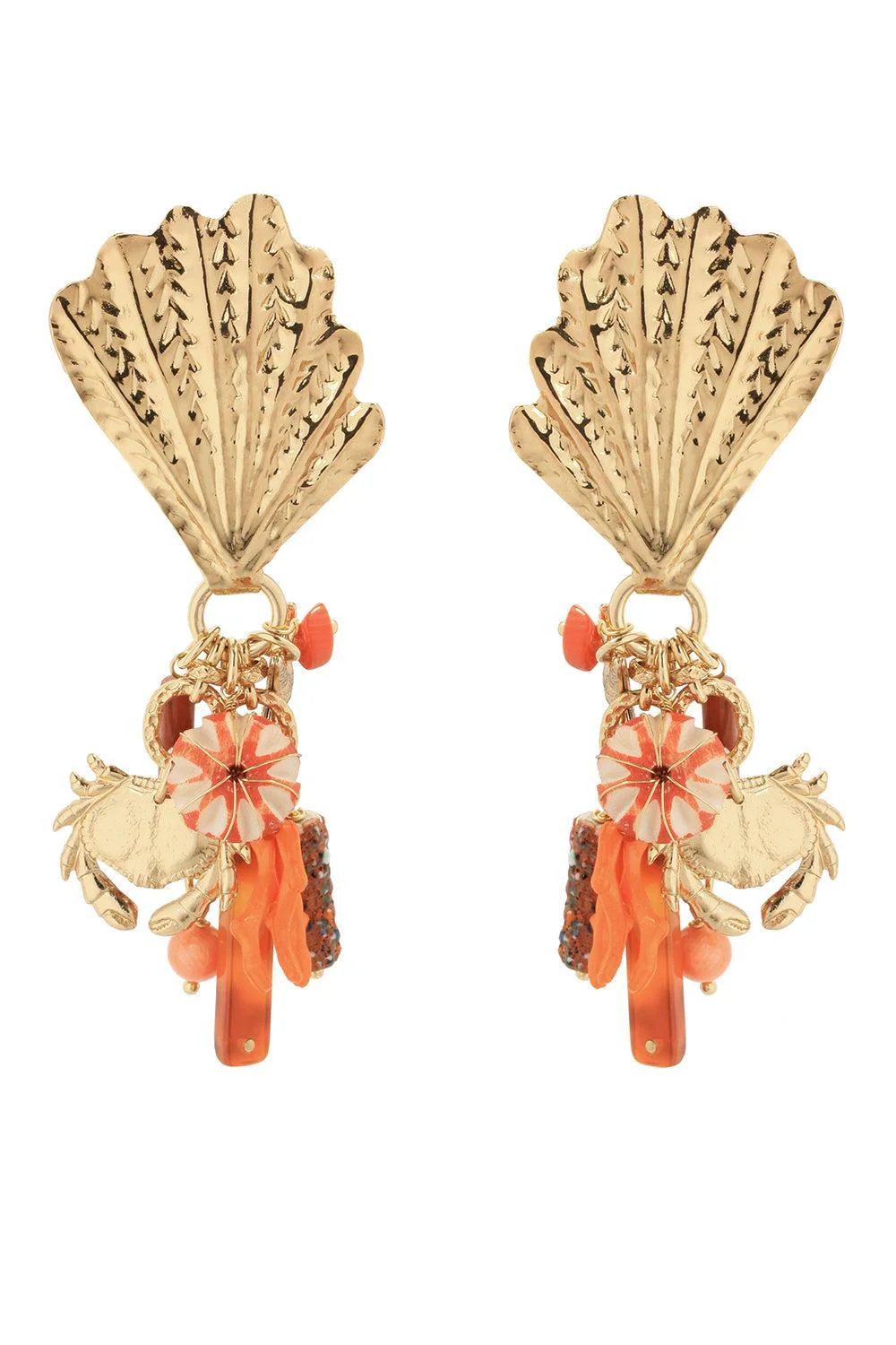 Orange Shellita Beach Charm Earrings