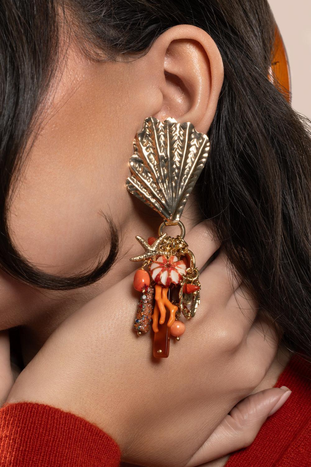 Orange Shellita Beach Charm Earrings - Image 3
