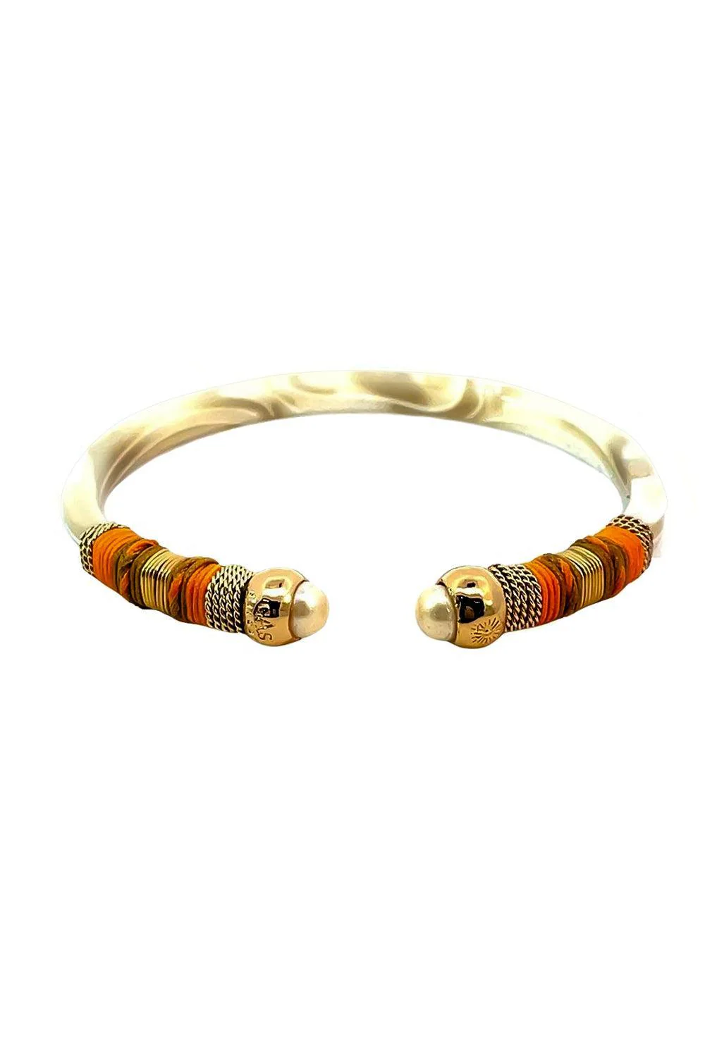 Pearl Orange Cream Sari Bracelet