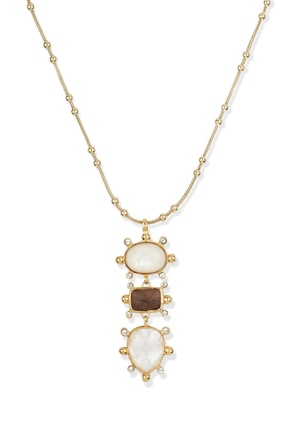 Pearl Tiki Three Row Necklace