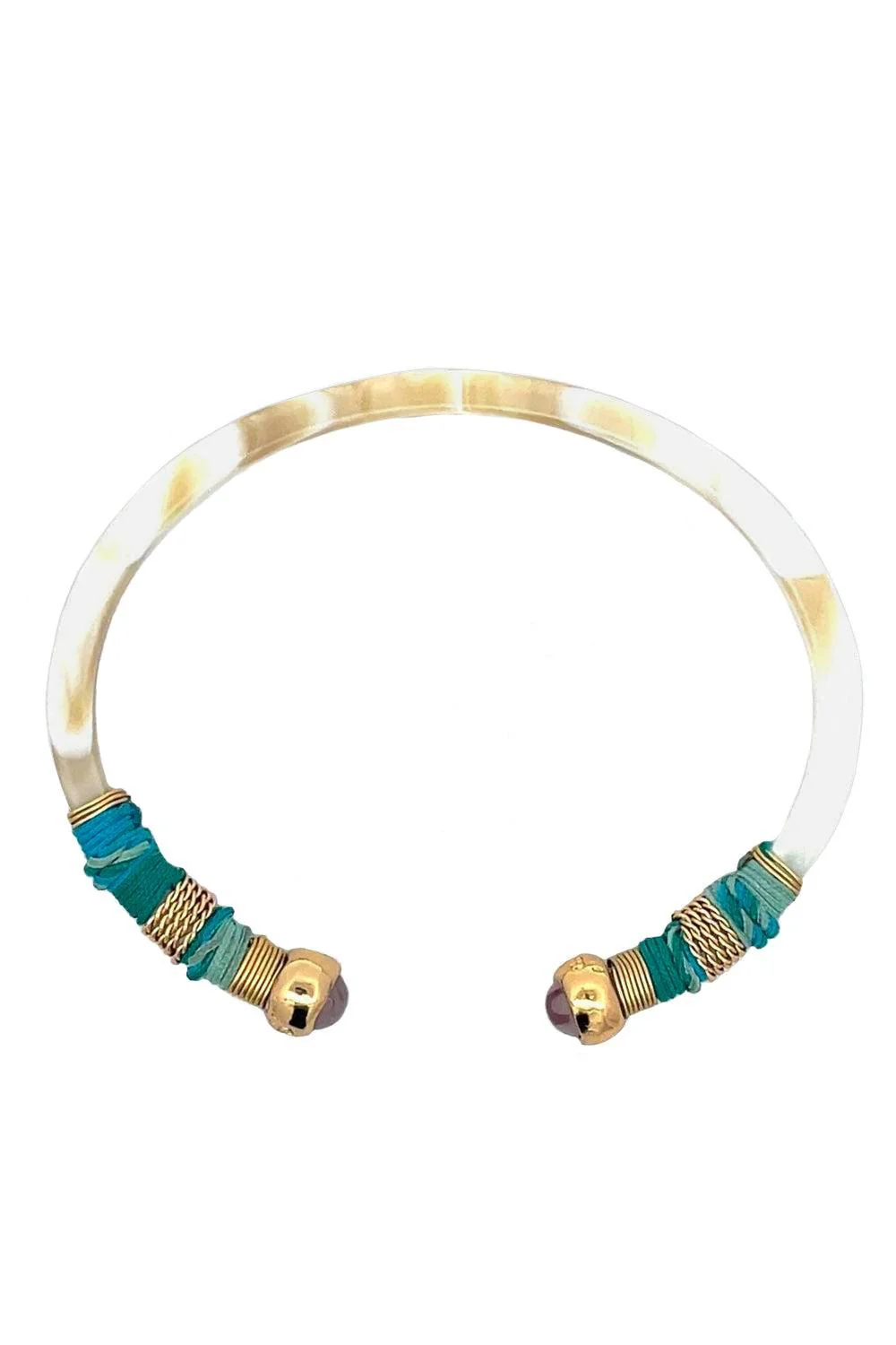 Purple Tip Green Blue Cream Sari Bracelet