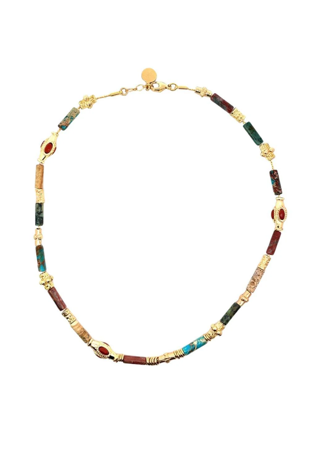 Red Jasper Turquoise Beaded Kali Necklace