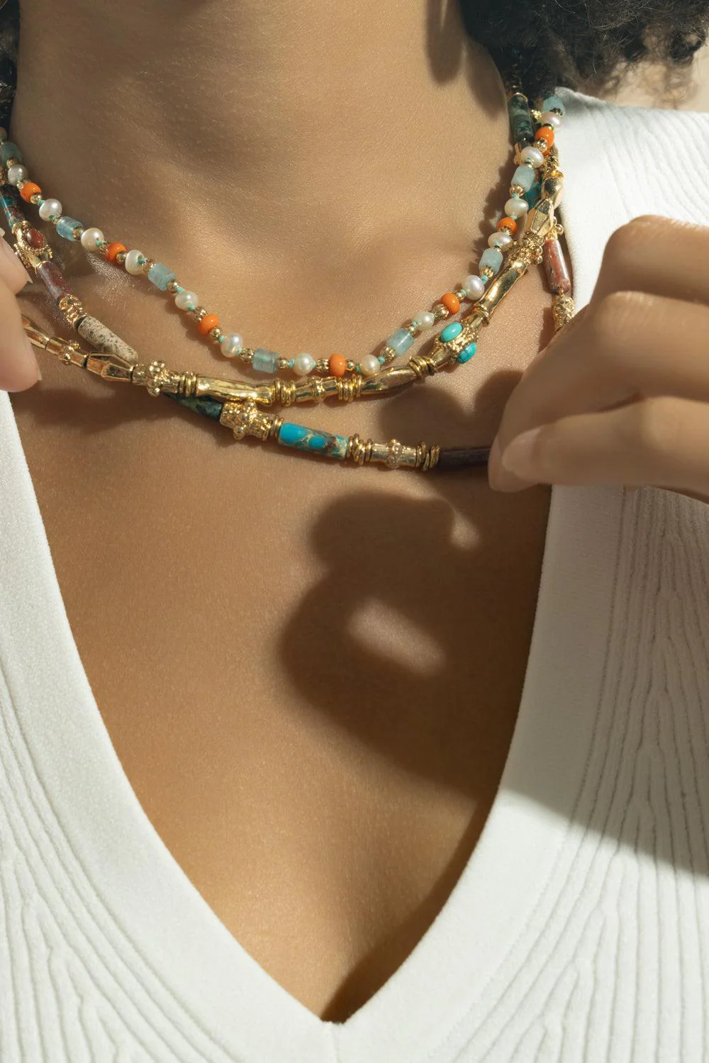 Red Jasper Turquoise Beaded Kali Necklace - Image 3