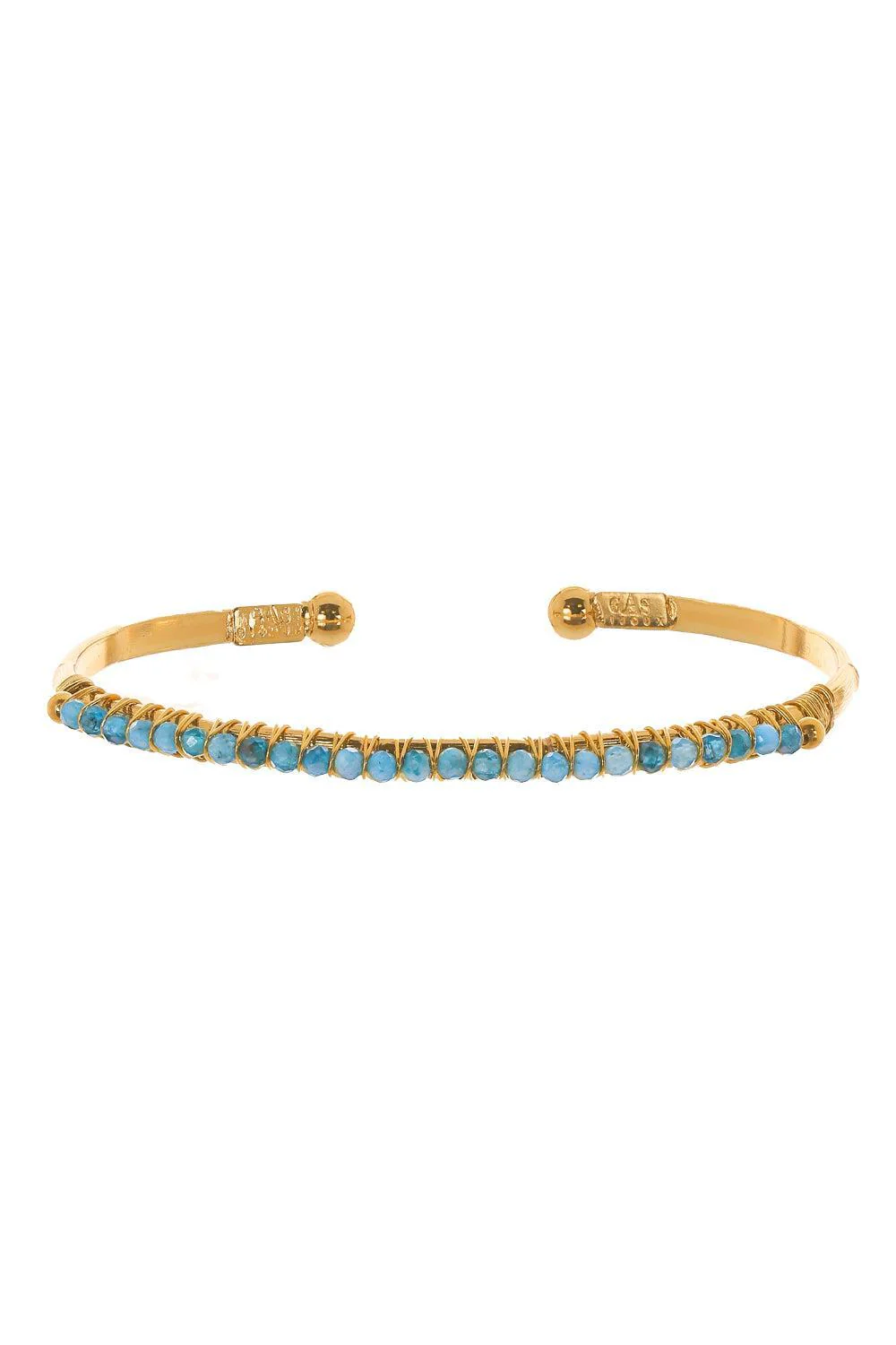 Small Lyre Bangle Bracelet - Blue Apatite