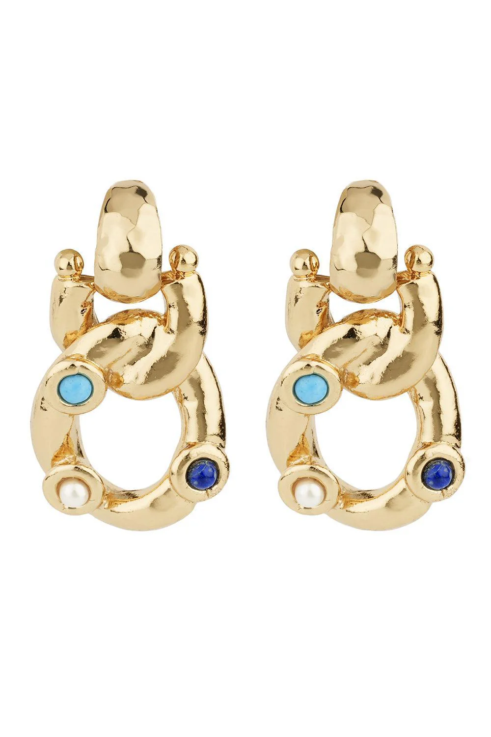 Turqoise Lapis Pearl Small Mitsi Earrings