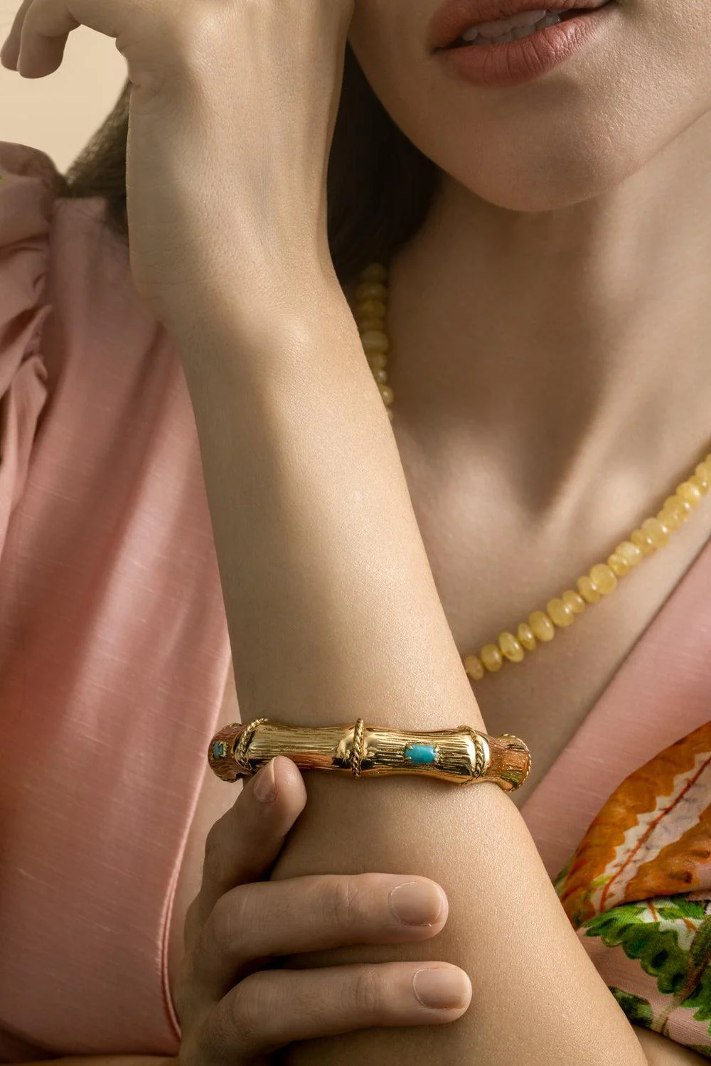 Turquoise Bambou Strass Bracelet - Image 2