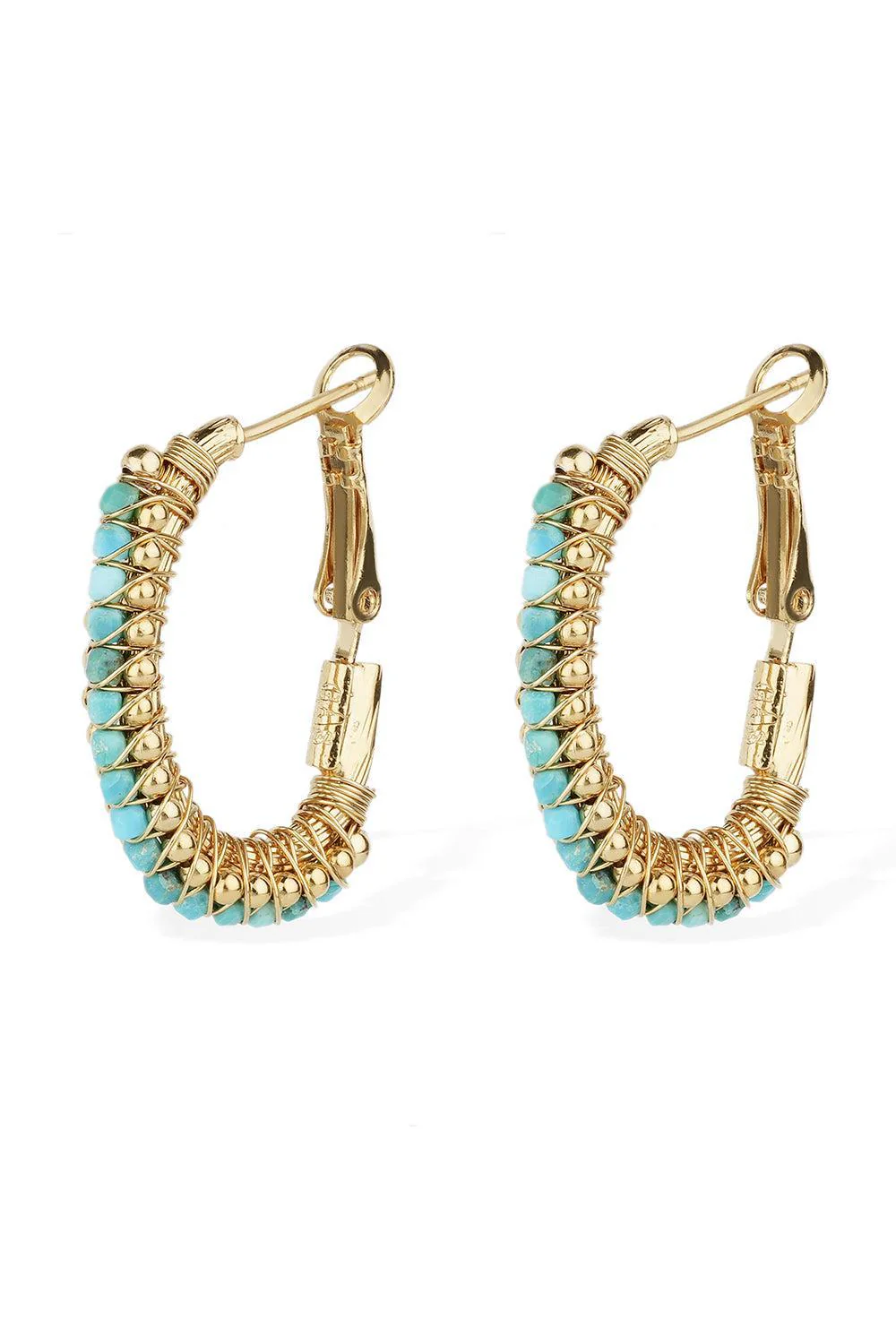 Turquoise Creole Lyre Hoop Earrings