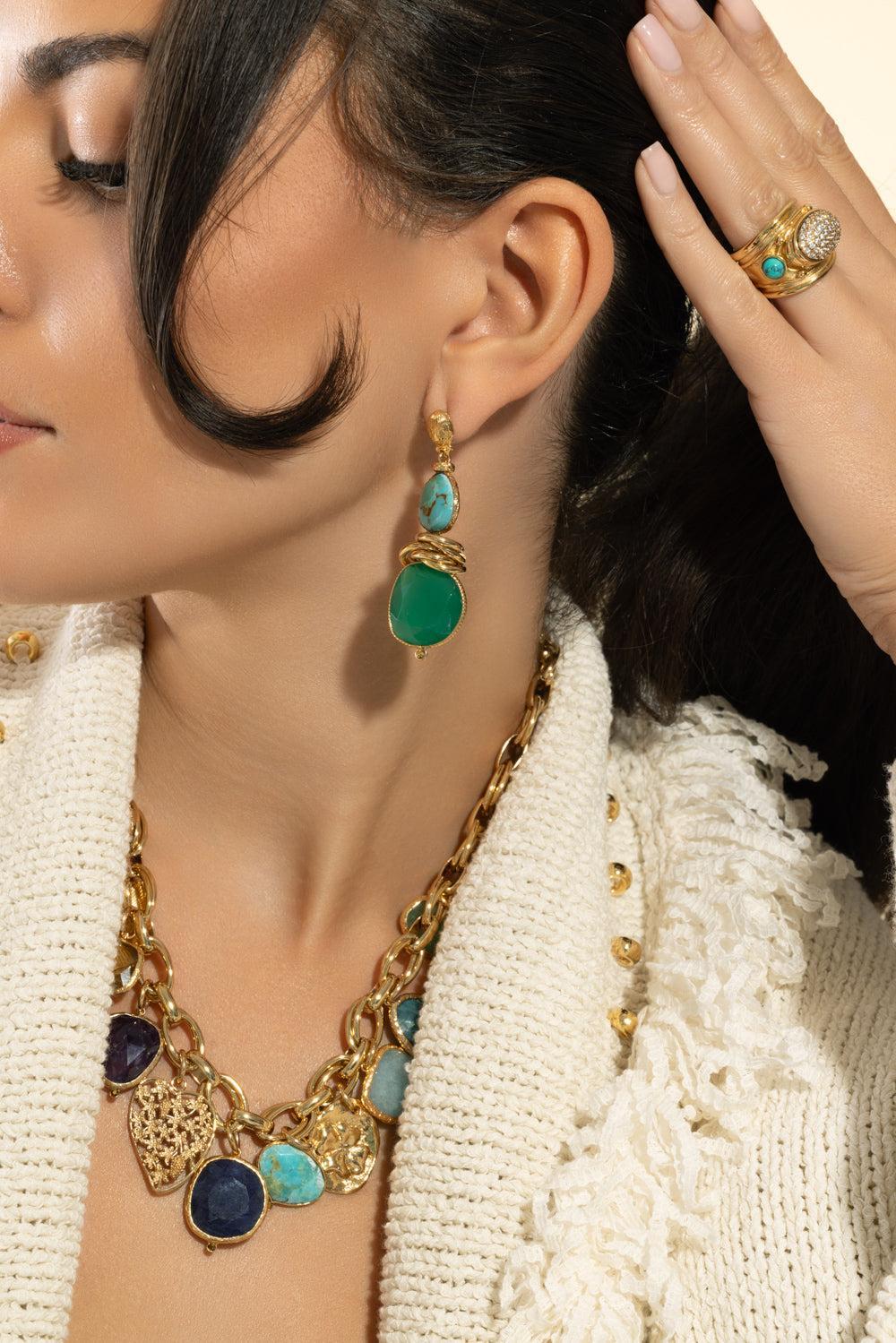 Turquoise Green Drop Sirena Earrings - Image 2